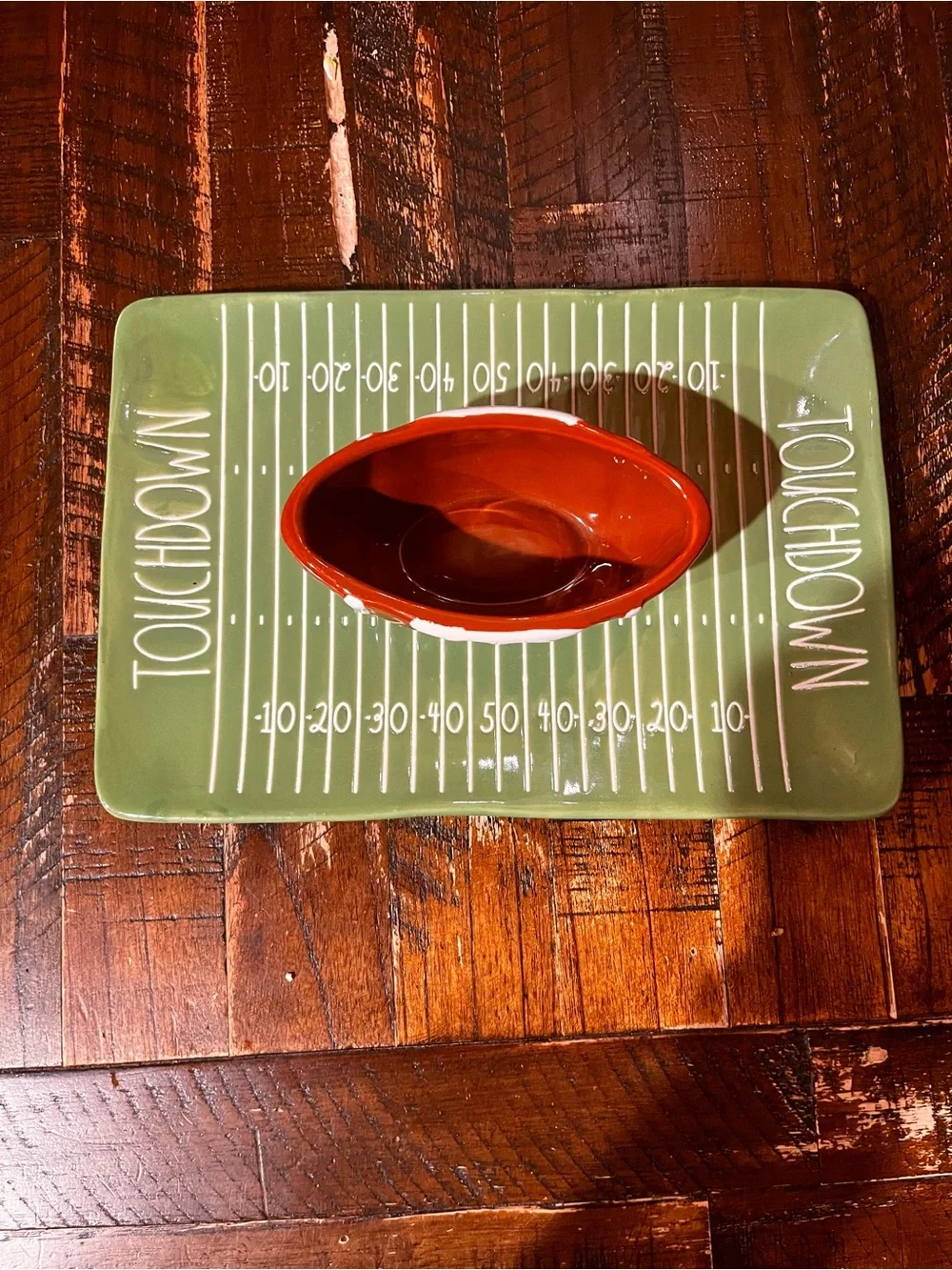 Rae Dunn Red Ceramic Football Snack Bowl